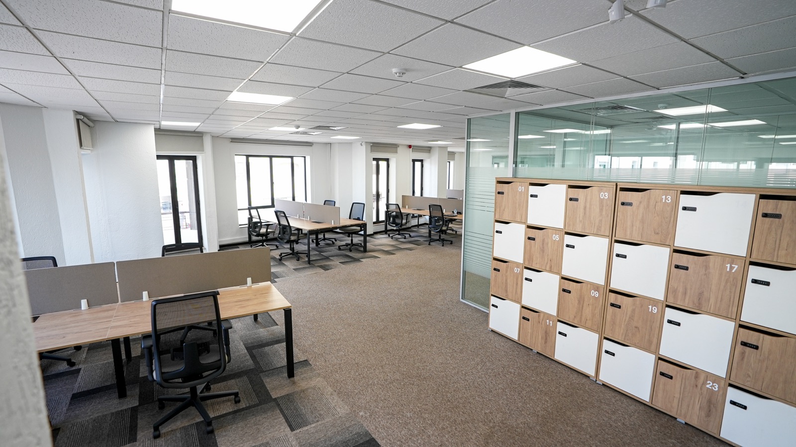The Hive, CoZone's open coworking floor with desks and lockers